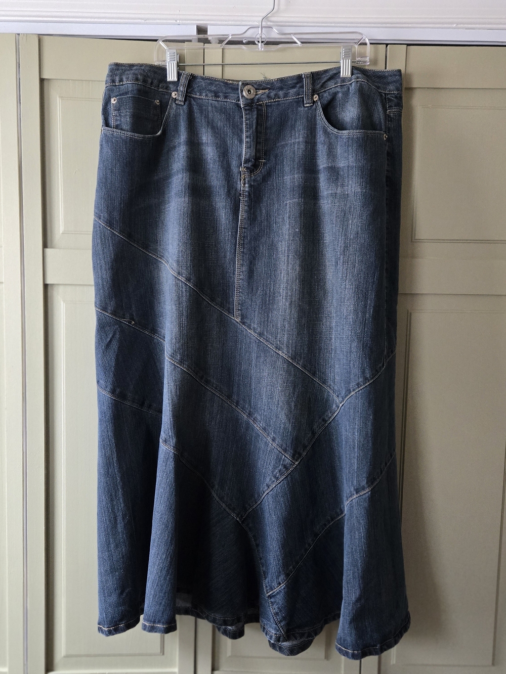 Y2k Baccini Dark Blue Denim Maxi Skirt Sz 16